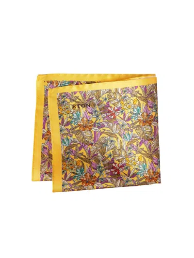 Eton Men's Tropical Floral Silk Pocket Square In Yellow
