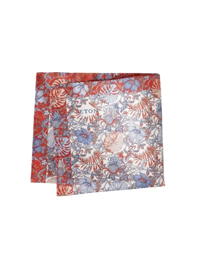 Eton Men's Tropical Print Silk Pocket Square In Red