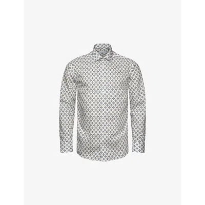 Eton Mens White Medallion-print Slim-fit Cotton And Lyocell Shirt