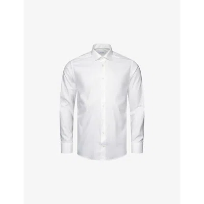 Eton Mens White Oxford-weave Slim-fit Stretch Cotton And Lyocell Shirt