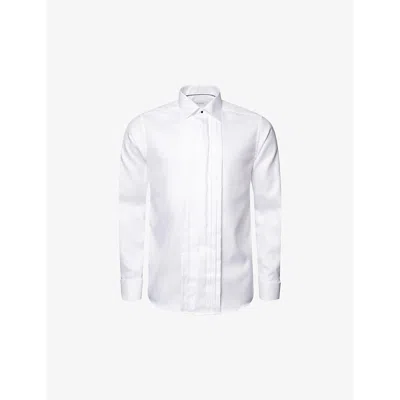 Eton Slim Fit Long Sleeve Pleated Bib Cotton Tuxedo Shirt In White