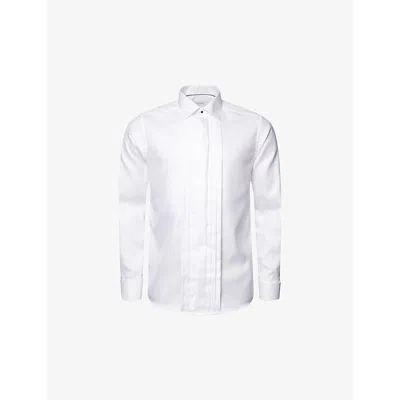 Eton Mens White Pleated Textured-twill Slim-fit Cotton Tuxedo Shirt