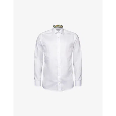 Eton Mens White Signature Geometric-weave Slim-fit Cotton-twill Shirt