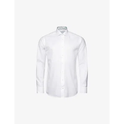 Eton Mens White Solid Regular-fit Cotton-blend Oxford Shirt