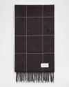 Eton Prince Of Wales Check Cashmere Scarf In Navy Blue