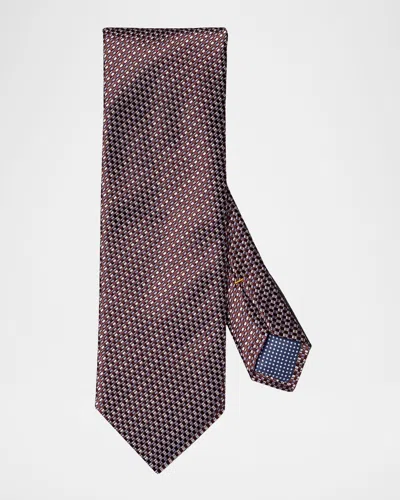 Eton Men's Woven Check Silk Tie In Burgundy