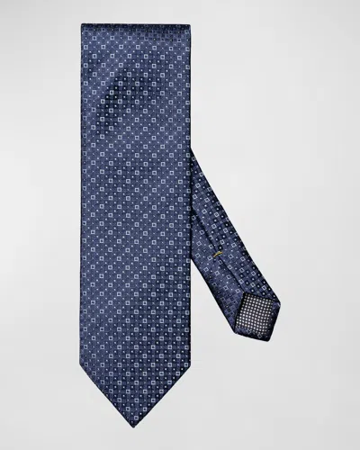 Eton Men's Woven Silk Geometric Tie In Blue