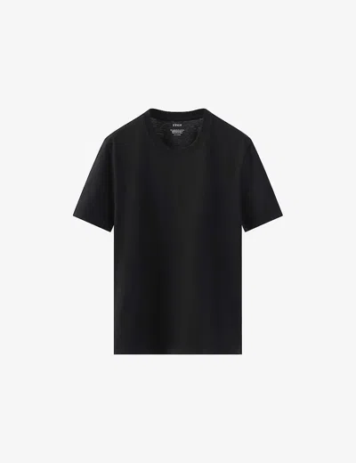 Eton Mens Black Crewneck Organic Cotton-jersey T-shirt