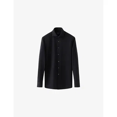 Eton Mens Black Long-sleeved Contemporary-fit Denim Shirt