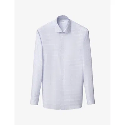 Eton Mens Checked Contemporary-fit Cotton-twill Shirt Mid Purple