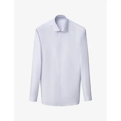 Eton Mens Checked Slim-fit Cotton-twill Shirt Mid Purple