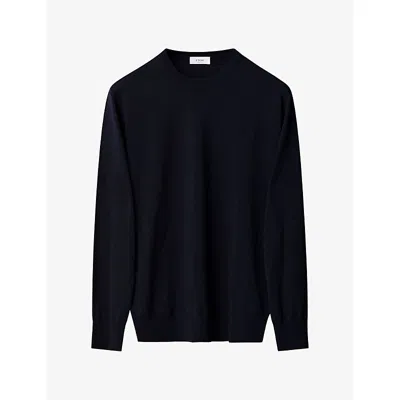 Eton Mens Crew-neck Wool-knitted Jumnper Black In Multi