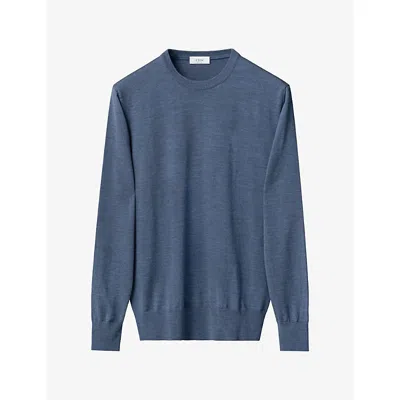 Eton Mens Crew-neck Wool-knitted Jumnper Light Blue