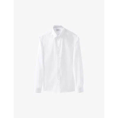 Eton Mens White Cutaway-collar Single-cuff Slim-contemporary-fit Organic-cotton Shirt