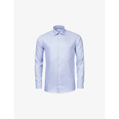 Eton Mens Light Blue Cutaway-collar Single-cuff Slim-fit Organic-cotton Shirt In White