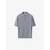 Eton Mens Dark Blue Raglan-sleeve Regular-fit Linen And Cotton-blend Knitted Polo Shirt Xl In Gray