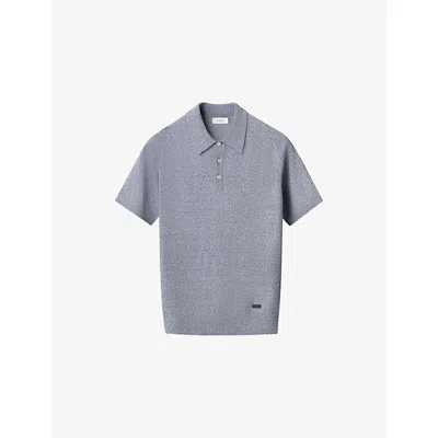 Eton Mens  Short-sleeve Fine-knit Cotton And Linen Polo Shirt In Gray