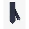 Eton Mens Solid Silk And Linen Tie Dark Blue