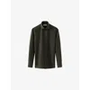 Eton Mens Spread-collar Breathable Wool Shirt Dark Green In Dark Green