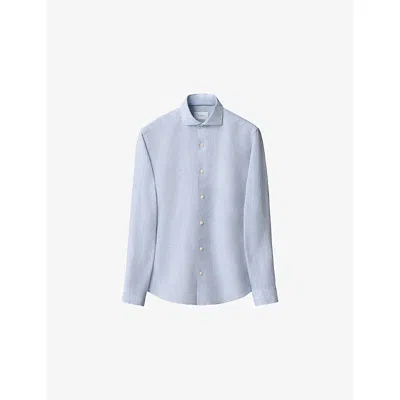 Eton Mens Light Blue Casual-fit Long-sleeve Linen Shirt