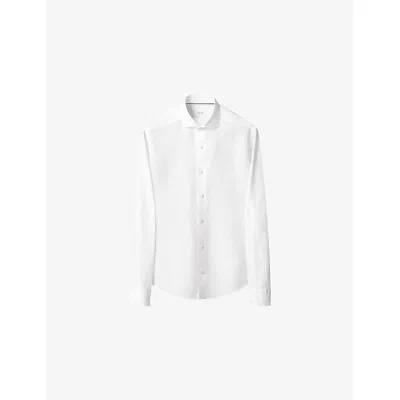 Eton Mens White Casual-fit Long-sleeve Linen Shirt