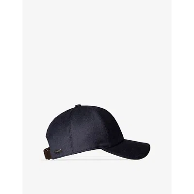 Eton Mens  Contrast-piping Brushed-texture Stretch-wool Baseball Cap In Navy Blue