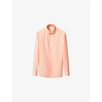 Eton Mens Orange End-on-end Breeze Slim-fit Cotton-poplin Shirt In Pink
