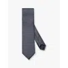 Eton Geometric Print Silk Tie In Dark Blue