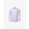 Eton Mens Light Purple Micro-print Slim-fit Cotton-poplin Shirt In Blue