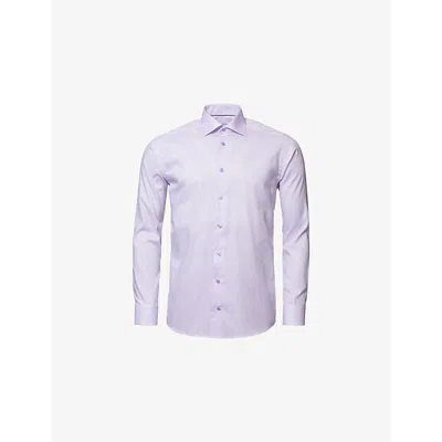 ETON MENS LIGHT PURPLE MICRO-PRINT CONTEMPORARY-FIT COTTON-POPLIN SHIRT