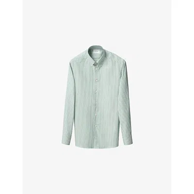Eton Mens Oxford Signature Slim-fit Striped Cotton Shirt Mid Green