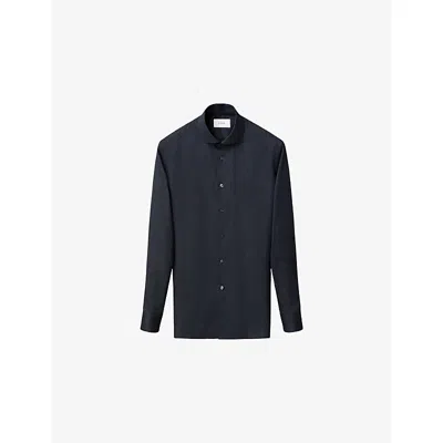 Eton Mens Navy Blue Signature Long-sleeved Cotton Shirt In Black
