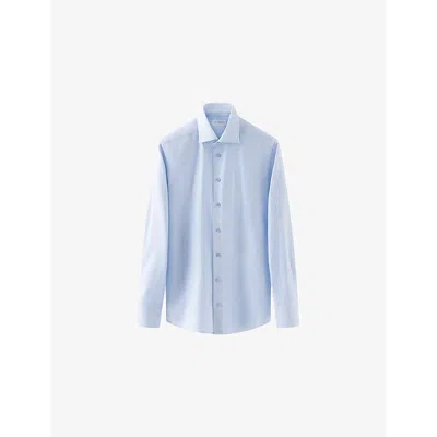 Eton Mens Signature Long-sleeved Cotton-twill Shirt Light Blue