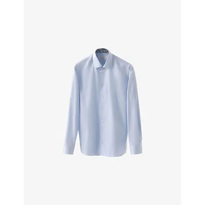 Eton Mens  Solid Signature Paisley Contemporary-fit Cotton Shirt In Light Blue