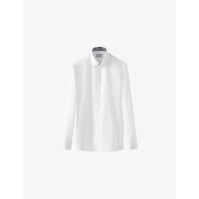Eton Mens White Solid Signature Paisley Contemporary-fit Cotton Shirt