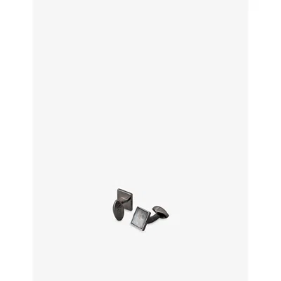 Eton Mens Dark Grey Square Brass And Mother Of Pearl Cufflinks In Black