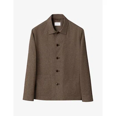 Eton Mens Flannel Two-pocket Cotton Jacket Brown