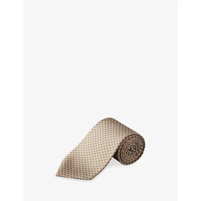 Eton Mens Geometric-print Silk Tie Beig In Gold