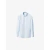 Eton Mens Light Blue Contemporary-fit Long-sleeved Cotton-twill Shirt