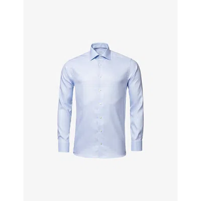 Eton Mens Light Blue Cutaway-collar Single-cuff Slim-fit Cotton-twill Shirt