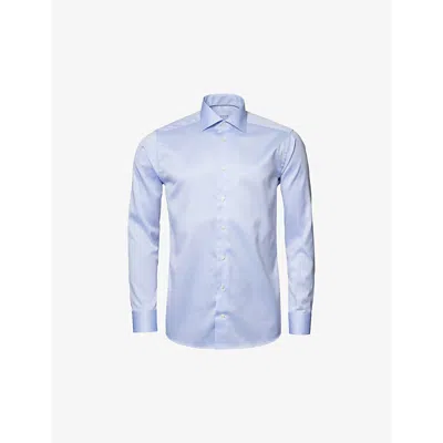 Eton Mens Light Blue Cutaway-collar Single-cuff Slim-fit Cotton-twill Shirt