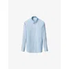 Eton Mens Micro-check Contemporary-fit Cotton Oxford Shirt Light Blue