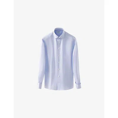 Eton Mens Light Blue Signature French-cuff Slim-fit Cotton-twill Shirt
