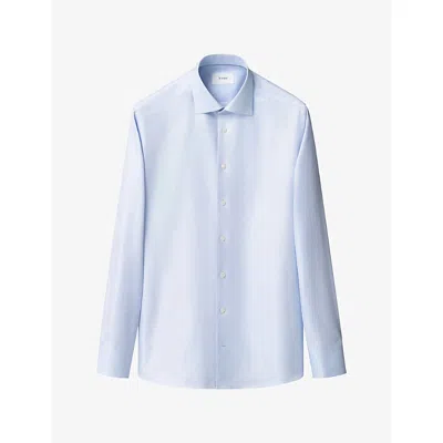 Eton Mens Light Blue Signature Herringbone Slim-fit Cotton Shirt