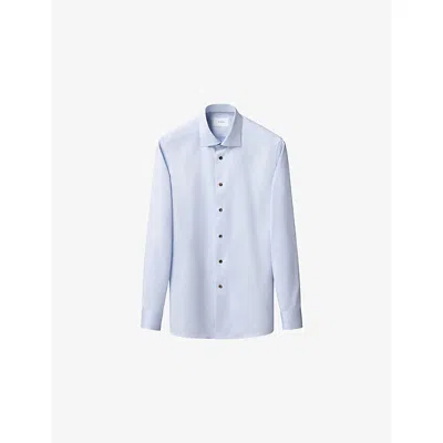 Eton Mens Signature Long-sleeved Cotton-twill Shirt Light Blue