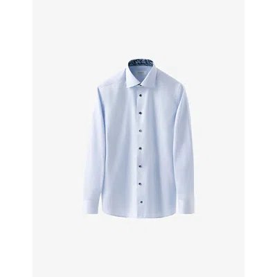 Eton Mens Light Blue Signature Long-sleeved Cotton-twill Shirt