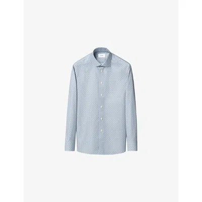 Eton Mens Light Blue Signature Twill Motif Contemporary-fit Cotton Shirt