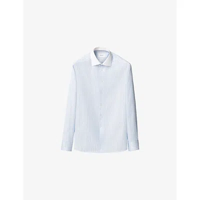 Eton Mens  Signature Twill Striped Slim-fit Cotton Shirt In Blue