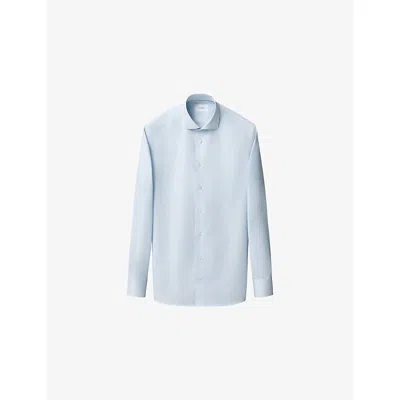 Eton Mens Light Blue Striped Contemporary-fit Cotton-twill Shirt