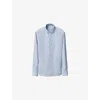 Eton Mens Striped Long-sleeved Linen Shirt Light Blue In Blue